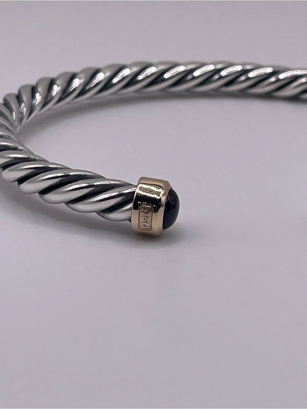 David Yurman Cable Cuff Bracelet with 18K Yellow Gold and Black Onyx, 6mm